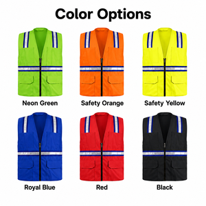 Gilet de sécurité réfléchissant à haute visibilité, design à bandes, polyester, vêtements de travail unisexes, construction, sécurité personnelle, CE/EU - Product Image 4