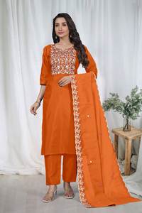 Conjunto de Salwar Kameez de Zain Exports, Tela de Algodón Vertical con Detalle de Bordado, Ropa Casual para Fiesta, para Mujer, Todas las Temporadas - Product Image 5