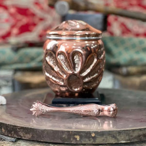 Seau à glace vintage en métal finition cuivre avec couvercle et pince, idéal pour la décoration de bar, le service de fête et les cadeaux - Product Image 1