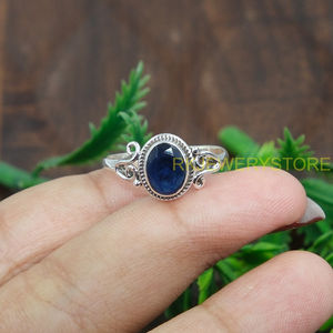 Anillo de Zafiro Azul Natural, Plata de Ley 925, Anillo Minimalista con Piedra Azul, Anillos de Compromiso para Mujer, Joyería de Regalo para Mujer - Product Image 6