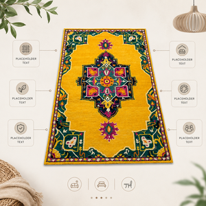 Alfombra de Lana Hecha a Mano, Alfombra Tradicional con Diseño Floral Geométrico para Sala de Estar, Dormitorio, Hotel, Alfombra Decorativa para el Hogar - Product Image 6