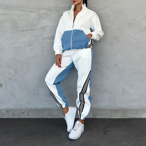OEM Autumn Two-Piece Sports Suit Loose Casual Wide Leg Sweat Pant with Zipper Decoration <b>Jacket</b> tracksuit for <b>women</b> - Product Image 1