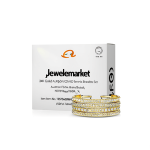 Jewelemarket 24K Gold Plated <b>Copper</b> Tennis <b>Bracelets</b> Set Austrian Stone Bangles Item No. 10575600WH_2.4 - Product Image 2