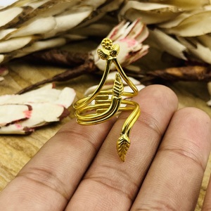 Market Favorite Brass Rings Boho Leaf Band For Women 18k Gold Plated Geometric Floral Statement <b>Wrap</b> Ring For Wholesale/OEM/ODM - Product Image 2