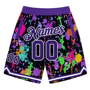 Pantalones Cortos de Baloncesto Sublimados en Morado y Verde para Hombre, Pantalones Cortos Deportivos de Poliéster para Equipo, Ropa Deportiva Ligera para Partidos - Product Image 2