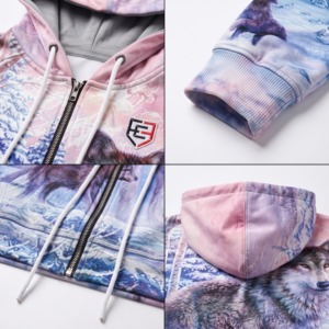Wolf Print Zip Up <b>Hoodie</b> And Sweatpants Set <b>Men</b> Women Casual Tracksuit 2 Piece Outfit - Product Image 6