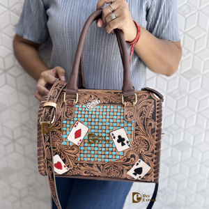New Handmade Custom Hand Tooled Carving Leather Speedy Handbag Gypsy Boho Western Pattern Stylish Women <b>Shoulder</b> Sling Bag - Product Image 1