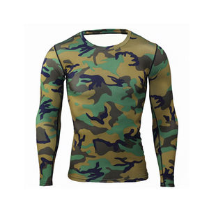 Best Camouflage MMA Rash Guard Custom Sublimation Compression Shirt for Brazilian Jiu Jitsu Cross Fit Gym Training OEM Factory - Product Image 1