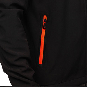Veste polaire à capuche pour homme, noire et orange, coupe sport, coupe-vent, fermeture éclair, coupe classique, vêtement d'extérieur d'automne, en polyester - Product Image 5