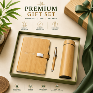 สมุดโน้ตหนัง PU พรีเมียมหรูหราแบบ 3-in-1 พร้อมปากกา กระติกน้ำเก็บอุณหภูมิ  พร้อมสกรีนโลโก้ตามสั่ง สำหรับธุรกิจปีใหม่ - Product Image 2