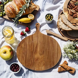 Planche à découper ronde en bois pour pizza, à une main, durable, non toxique, compatible lave-vaisselle, pour servir et préparer les aliments, Uttar Pradesh - Product Image 6