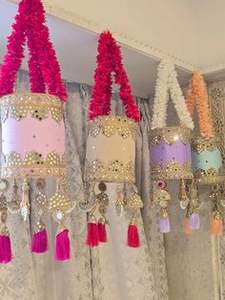 handmade decorative plastic and crystal hanging jhumar or chandelier - Product Image 5