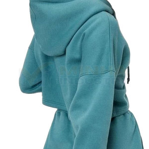 เสื้อครอปฮู้ดดี้ลำลองสีสันตามสั่ง ผลิตจากผ้าฝ้ายโพลีเอสเตอร์น้ำหนักเบา ผลิตในประเทศปากีสถาน - Product Image 5