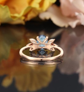 Bague de fiançailles en argent sterling 925 plaqué or 14 carats avec pierre précieuse Alexandrite à changement de couleur, bijoux de luxe vintage pour mariage et soirée - Product Image 2