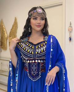 Robe de soirée en soie brodée à la main, style Afghan Kuchi, décorée de pièces de monnaie, toutes tailles disponibles. Robe Afghan Kuchi pour femmes. - Product Image 2