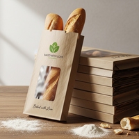 Sacs à pain personnalisés en papier d'art écologique, recyclables et biodégradables, avec fenêtre, qualité alimentaire, compatibles micro-ondes, pour décoration de cadeaux