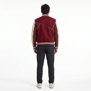 Veste universitaire sur mesure pour homme, en laine Melton, manches en cuir véritable, style Letterman, manteau de baseball, taille 3XL, fournisseur en gros - Product Image 2
