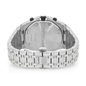 Reloj de Cuarzo de Acero Inoxidable con Incrustaciones de Moissanita, Estilo Hip Hop, Correa de 20 mm, Esfera de Cristal, para Hombre - Product Image 6