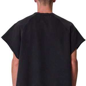 T-shirt sans manches col rond pour homme, coupe ample, motif graphique avant, épaules larges, dos uni, style streetwear, vente en gros, personnalisable, OEM, en jersey de coton - Product Image 4