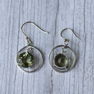 Green Peridot Earrings 925 Sterling <b>Silver</b> Dangle Drop Hook Charm <b>Solid</b> Crystal Jewelry Stunning Gift For Women - Product Image 2