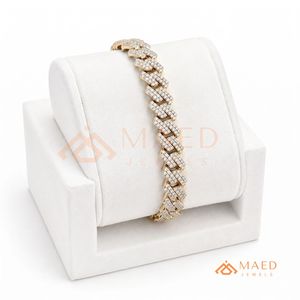 สร้อยข้อมือทองคำประดับเพชรโมอิสซาไนต์แบบไมโครเพฟ สร้อยข้อมือแฟชั่นสำหรับใส่ทุกวัน ของขวัญสไตล์ไมอามี ชิคาโก สำหรับผู้ซื้อชาวเมืองไมอามีและชิคาโก - Product Image 5