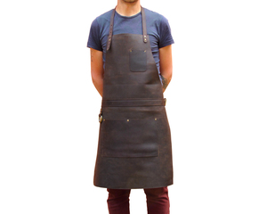 Tablier en coton unisexe de qualité supérieure avec poches, bretelles réglables, manches courtes et fermeture à boutons-pression pour restaurants et bars (vente en gros) - Product Image 1