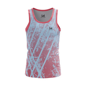 Débardeur de sport pour homme en coton/élasthanne tricoté, imprimé personnalisé, respirant, anti-boulochage, col rond - Product Image 1