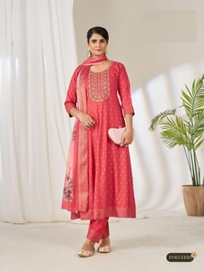 Salwar Kameez Tradicional para Mujer, con Estampado de Lámina Metálica, en Rayón, con Accesorios, Vestido de Boda Indio, Corte Regular, para Todas las Temporadas - Product Image 2
