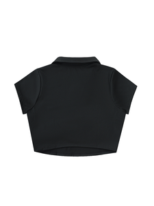 Camiseta Deportiva Corta de Manga Corta con Cuello Redondo y Encaje Bordado para Mujer, 100% Algodón, para Entrenamiento, Tenis, Golf - Product Image 2