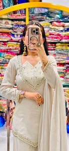 Presenting New Ready Wear Women's Roman Glass Real <b>Mirror</b> Work Party Style All Seasons Reversible Stretchable Plazzo Dupatta Top - Product Image 4