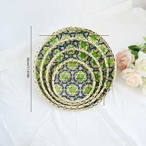 Assiettes en bambou écologiques, faites à la main, rustiques, rondes, vaisselle naturelle pour la maison, les restaurants, les traiteurs - Product Image 5