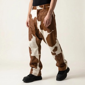 Pantalones de Cuero de Vaca con Pelo para Hombre, Pantalones de Piel Auténtica para un Estilo Vaquero Occidental y Moda Urbana - Product Image 1