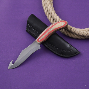 Cuchillo Nórdico de Acero Inoxidable de Grado Industrial con Gancho para Deshuesar, Hoja Fija para Caza, Desollado y Camping, Mango de Madera Pakka, Espiga Completa - Product Image 1