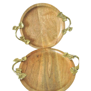 Handmade <b>Oval</b> Walnut Wood Serving Tray with Silver Metal Handles Premium Decorative <b>Coffee</b> <b>Table</b> Platter For Modern Home Decor - Product Image 2