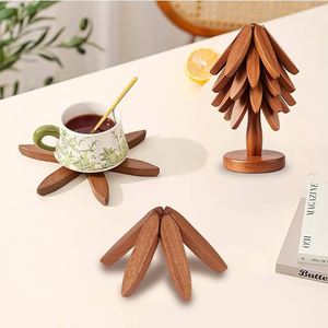 Wood Trivets <b>Round</b> Trivet at Lowest Cost Wooden Tree Shape Trivet Hot Pad Coaster Non Slip Table <b>Mat</b> - Product Image 1