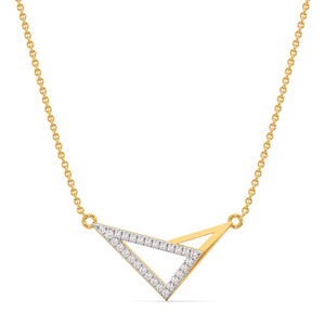 Angular Open Triangle Diamond Pendant Necklace with Layered Geometric Gold Frame - Product Image 1