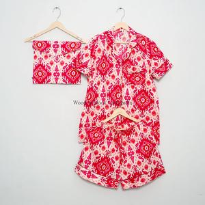 Conjunto de pijama de algodón con estampado floral romántico para mujer, de secado rápido, suave, de manga corta, con bolsillo frontal, estilo elegante, el mejor regalo de verano para mujer - Product Image 4