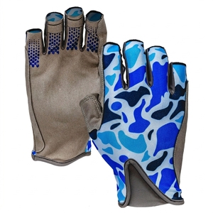 Fishing Gloves Half <b>Finger</b> <b>Light</b> Gray Synthetic Breathable Lightweight Smart Hook and Loop Closure Unisex All Seasons - Product Image 2
