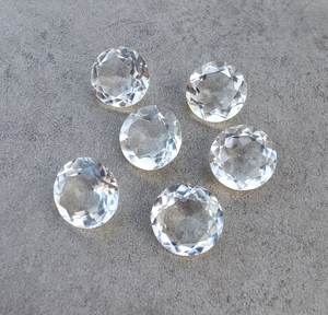 Cuarzo de Cristal Natural, Forma Redonda, Corte Facetado, Calibrado, Gema Suelta para Joyería - Product Image 6