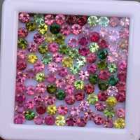 Pierre précieuse naturelle de tourmaline facettée ronde de 4 mm |   Pierres de tourmaline calibrées en vrac |   Tourmaline multicolore rose, verte et bleue