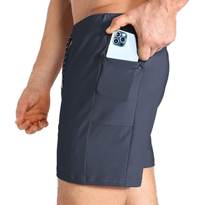 Pantalones cortos deportivos para hombre con cintura elástica, cierre con cordón y dos bolsillos laterales profundos para correr - Product Image 2