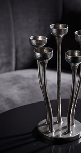 Candelabro de Lujo de Cinco Brazos de Aluminio Plateado Impermeable, Centro de Mesa con Textura Fundida, para Navidad y San Valentín, Venta al por Mayor - Product Image 2
