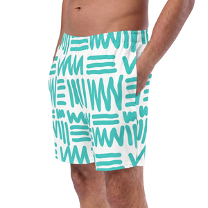 Shorts de Baño para Hombre, Color Blanco Sólido, Poliéster/Algodón, Secado Rápido, Cintura Elástica con Cordón, Estilo Urbano, Ecológicos - Product Image 3