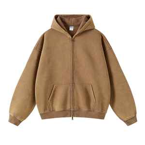 Sudadera con capucha deportiva de forro polar 100% algodón para hombre, personalizada OEM con bordado, de peso pesado, oversize, con cremallera de cuarto, en blanco. - Product Image 4