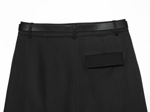 Falda pantalón plisada de cintura alta, color liso, con cinturón, estilo minimalista, tejido, corte regular, moda femenina - Product Image 5