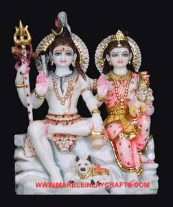 Estatua de la Diosa Parvati Maa, Hecha a Mano en Mármol Blanco Fino, en Posición Sentada con Mano de Bendición, para Decoración de Templos - Product Image 6