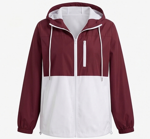 Chaqueta Cortavientos con Capucha para Mujer, Impermeable, con Cierre en el Pecho, Bolsillos Laterales, Capucha y Mangas Regulares, para Otoño - Product Image 2