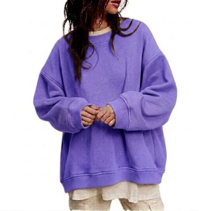Sudadera de punto de lana extragrande informal para mujer, con hombros caídos, diseño frontal personalizado con apliques, venta al por mayor - Product Image 1