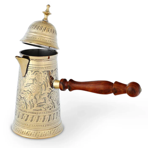 Cafetière et théière en argent de style antique de luxe pour accessoires de cuisine, cafetière en bois et métal - Product Image 5