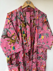 Bata Kimono con Estampado de Dibujos Animados para Mujer, de Algodón Suave, Camisón de Verano Hecho a Mano, ODM, Cuello en V, Cintura Elástica, Largo hasta la Rodilla - Product Image 3